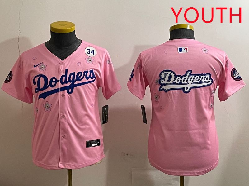 Youth Los Angeles Dodgers Blank Pink Sakura Edition 2025 Nike MLB Jersey style 16->youth mlb jersey->Youth Jersey